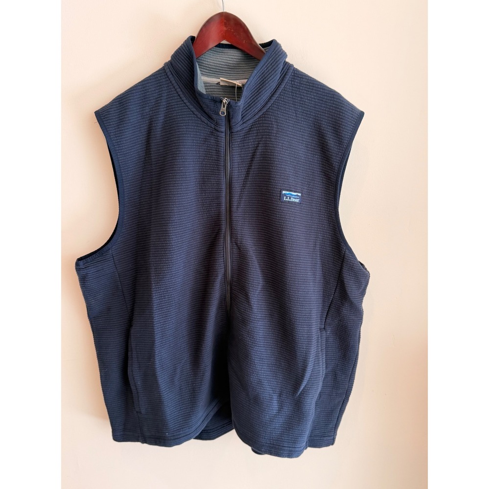 L.L. Bean Lakewashed Double Knit Vest Mens XXL Blue Full Zip Sweater Fleece NWT